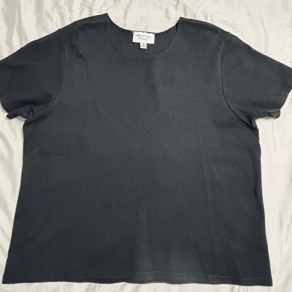 Emanuel Ungaro Woman Heavyweight Short Sleeve Black Tee Size 2X - Picture 6 of 8